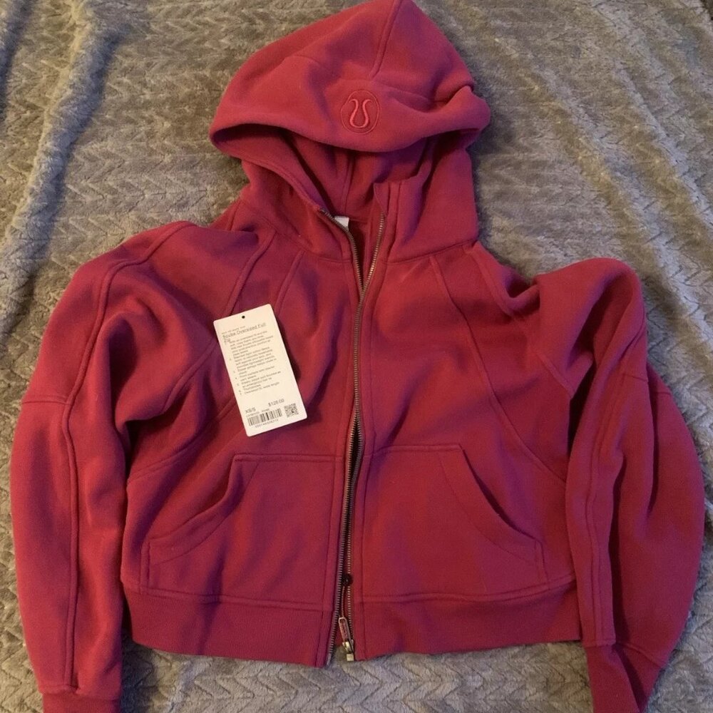 Lululemon Scuba Oversized Full Zip Hoodie X/XS Pomegranate Fuscia